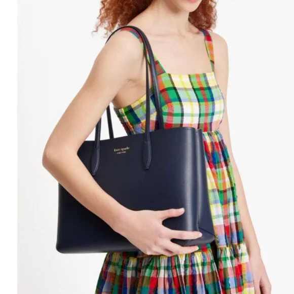 Kate Spade All Day Large Tote Blue Seashell Pop Leather Wristlet Shoulder Bag - Picture 10 of 11